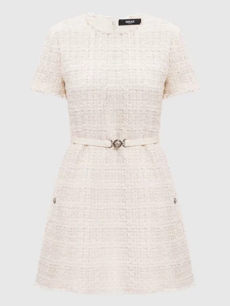 Твідова сукня в клітинку Versace бежева