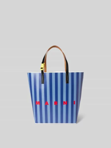 Torba shopper z zapięciem na klamrę Marni niebieska