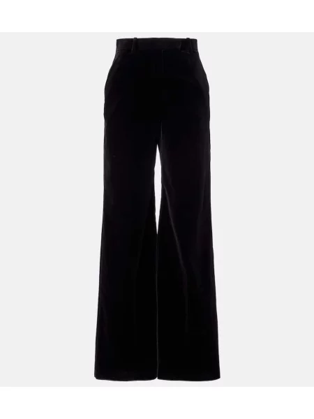 Pantaloni Valentino cu talie înaltă de catifea negru
