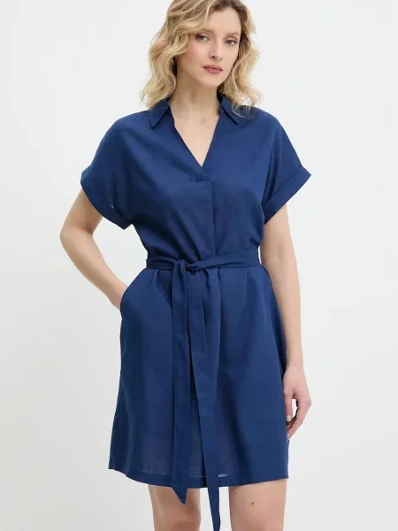 Answear Lab sukienka z kaszmirem granatowy mini rozkloszowana