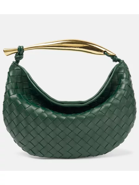 Geanta de piele Bottega Veneta Handle din piele verde