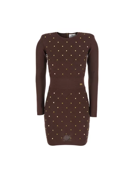 Sukienka mini Elisabetta Franchi wełniana brązowa