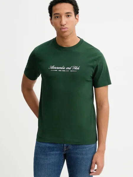 Тениска Abercrombie & Fitch с апликация зелено
