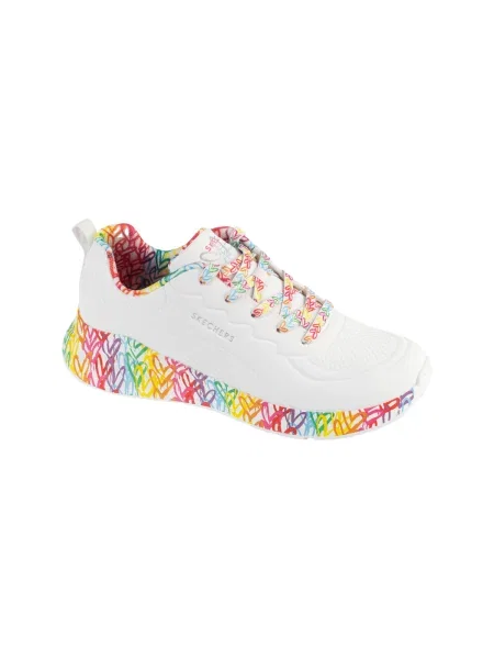 Pantofi Skechers cu motiv cu inimi alb