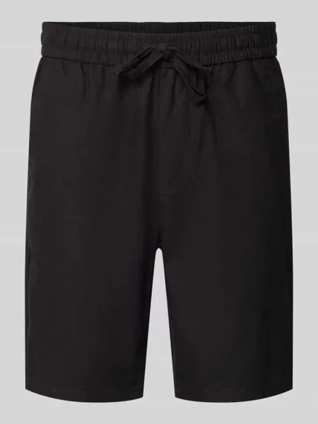 Bermudy o kroju regular fit z mieszanki bawełny i lnu model LINUS' Only & Sons czarne