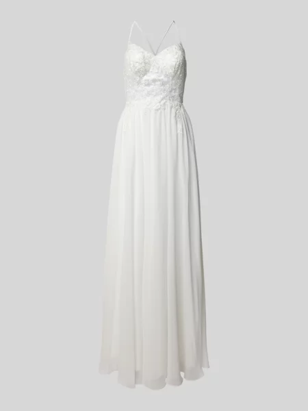 Suknia ślubna z obszyciem perełkami Luxuar biała