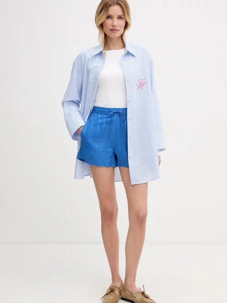 Tommy Hilfiger kratke hlače lanene modra