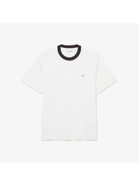 Lacoste T-Shirt O Klasycznym Kroju W Bloki Kolorów biały