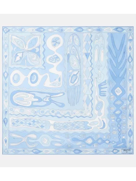 Fular Pucci de mătase albastru