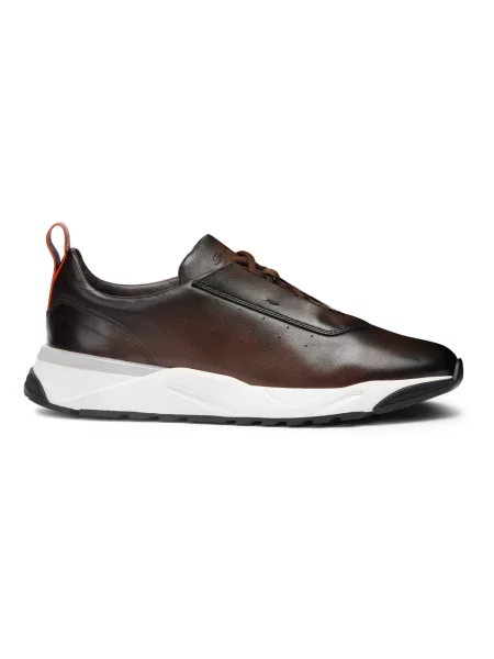 Sneakersy Santoni skórzane brązowe