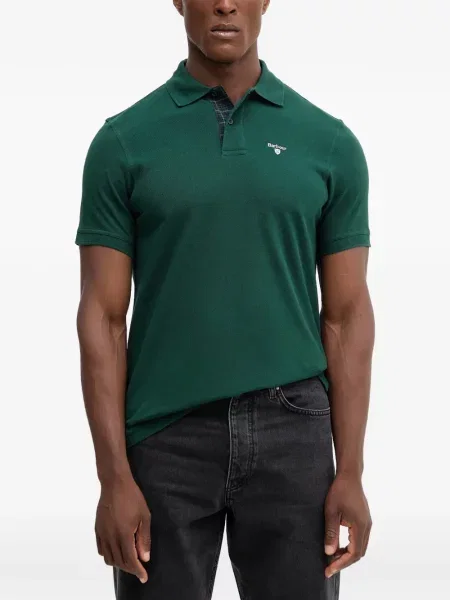 Tricou polo Barbour în carouri verde