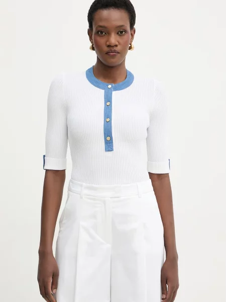 Luisa Spagnoli bluză cu vâscoză Colli alb