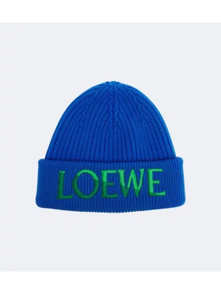 Căciulă Loewe cu broderie de lână albastru