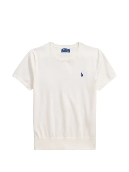 Флийс поло тениска Polo Ralph Lauren бродирана с V-образно деколте червено