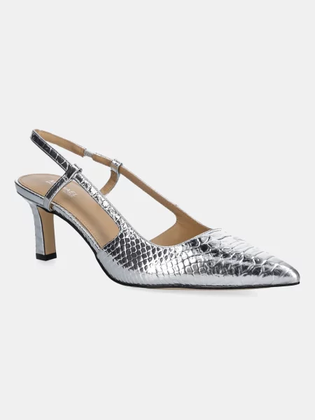 Кожени обувки с тънък MICHAEL Michael Kors Alora сребристо