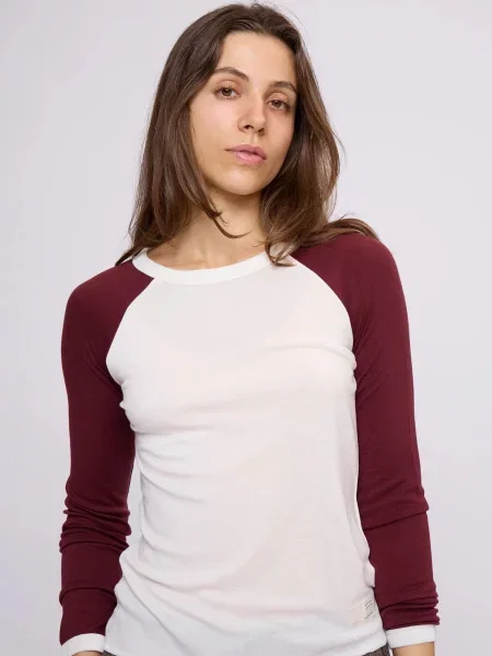 Odd Molly Tričko Gamze burgundská červeň bílá
