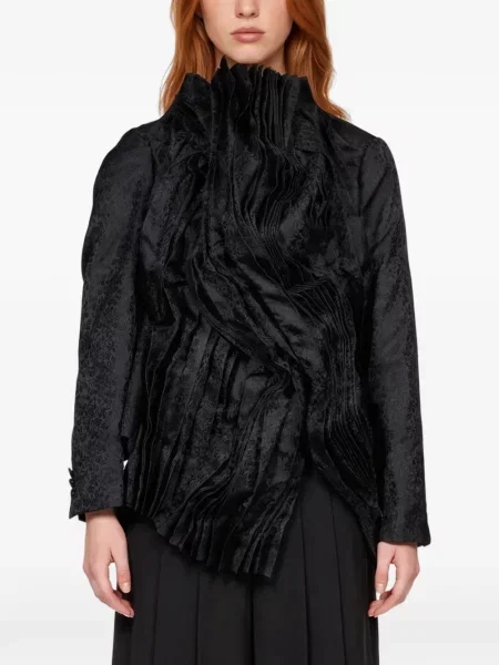 Virágos fodros jacquard dzseki Comme Des Garçons fekete