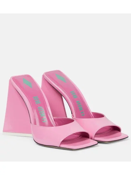 Papuci tip mules The Attico din piele de lac roz