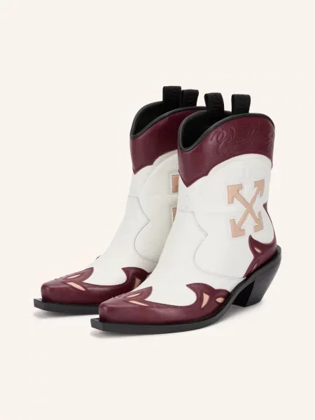 Off-White Kowbojki Santiago rot białe