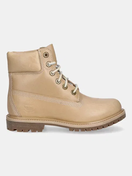 Usnjeni nizki škornji Timberland Premium 6 Inch Lace Up Waterproof bež