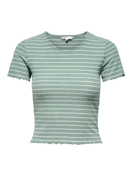 ONLY Tricou ONLEMMA verde pastel alb