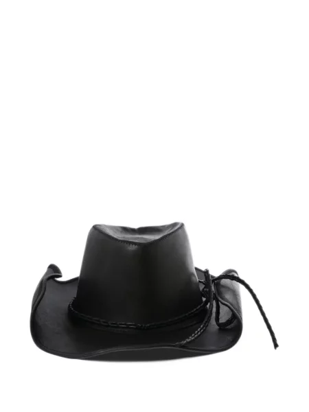 Căciulă Ann Demeulemeester din piele țesută negru