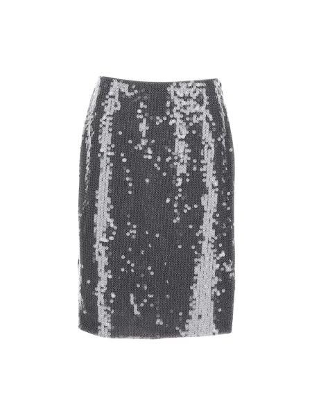 Spódnica midi Rotate Birger Christensen z cekinami z siateczką do kolan szara