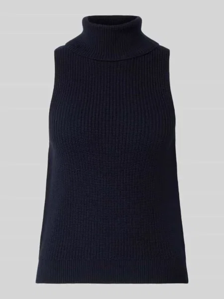 Bezrękawnik z dzianiny z golfem Style Icon Collection granatowa