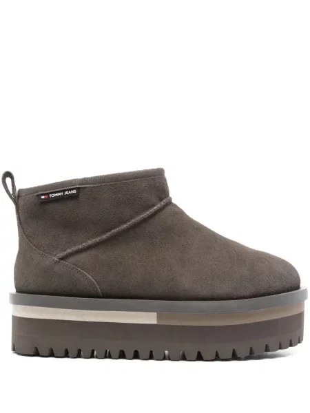 Botine Tommy Jeans din piele de căprioară gri