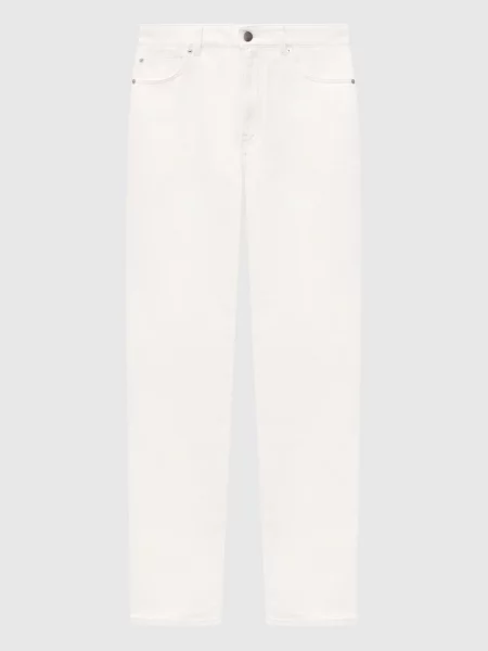 Джинси з льоном з патчем логотипа Agnona білі