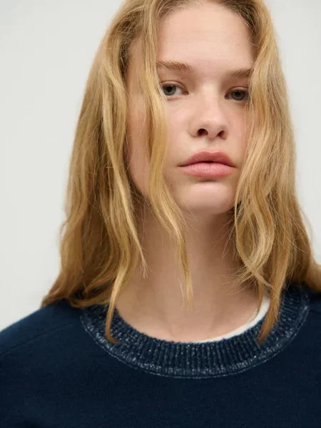 Sweter z lureksem Teen L MANGO TEEN granatowy