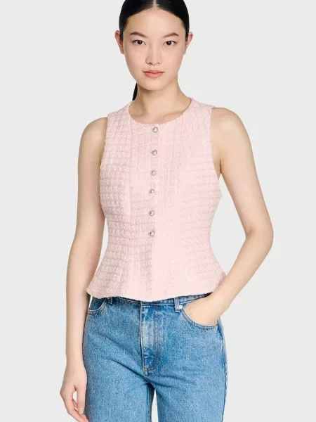 Картатий жилет Sandro рожевий