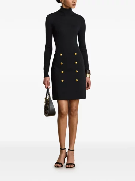 Fusta mini Lauren Ralph Lauren cu două rânduri de nasturi negru