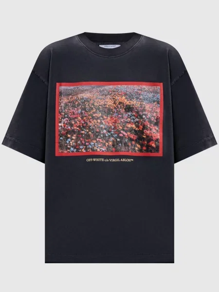 Футболка з принтом Flowers field Off-white сіра