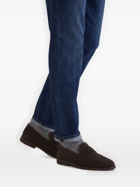 Pantofi loafer Brunello Cucinelli din piele de căprioară maro
