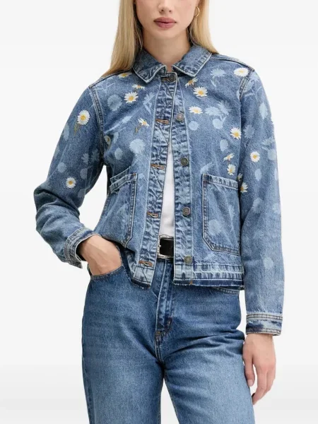 Geacă de blugi Desigual cu model floral albastru