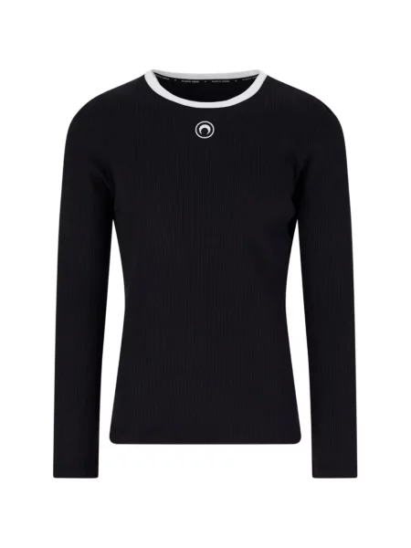 Lung tricou Marine Serre din jerseu cu autograf negru