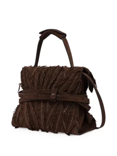 Geantă shopper Moschino cu pene maro