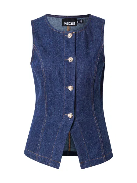 PIECES Vestă PCFABIA denim albastru