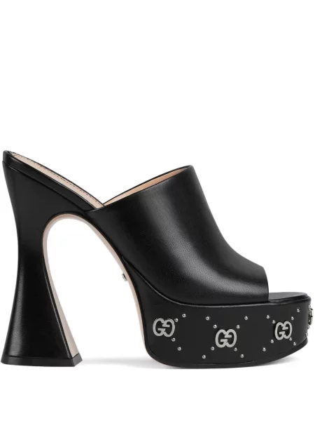 Papuci tip mules Gucci cu platformă negru
