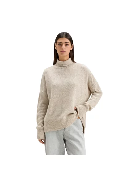 Sweter z golfem Bellerose wełniany beżowy