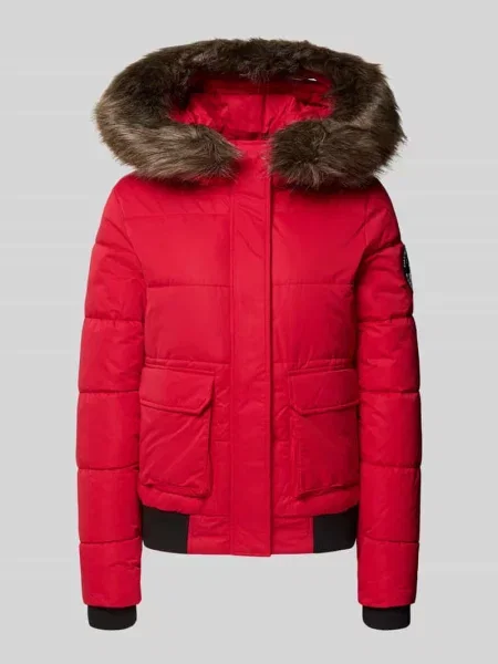 Kurtka pikowana z z patkami Superdry czerwona