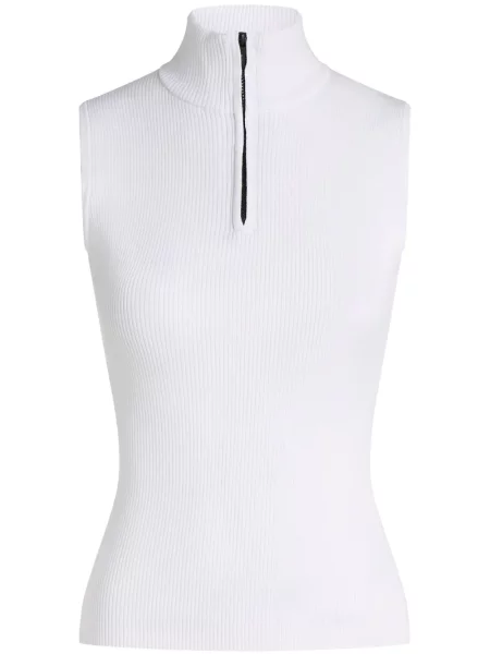 Top Karl Lagerfeld Jeans fără mâneci tricotate alb