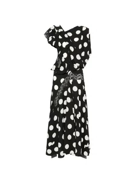 Sukienka maxi Junya Watanabe w grochy garniturowa czarna