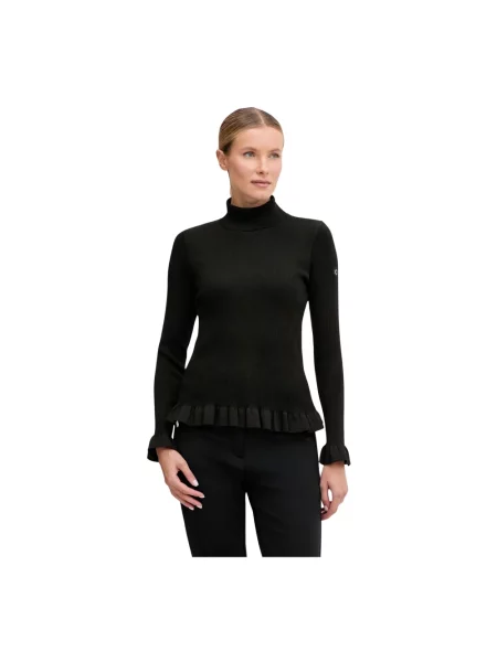 Lniany sweter z golfem Newland czarny