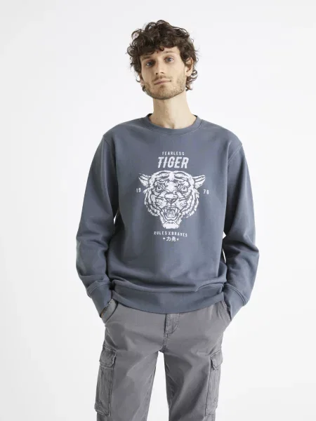 Pulover Celio cu glugă alb