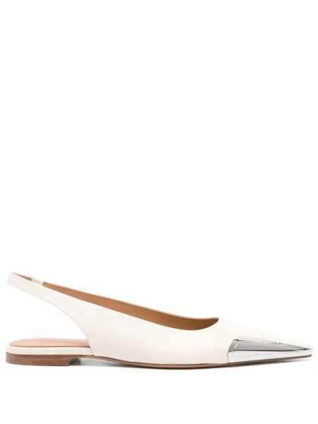 Balerini Off-white din piele alb