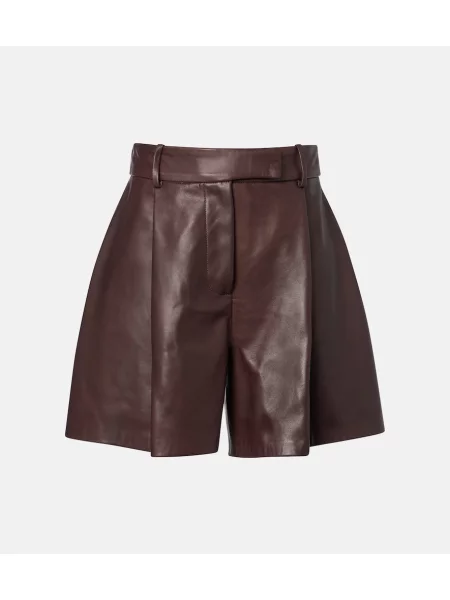 Pantaloni scurți Nour Hammour din piele maro