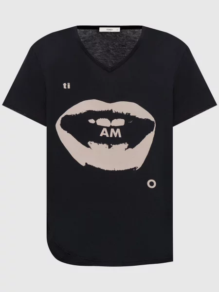 Футболка з принтом Ti Amo Fendi чорна