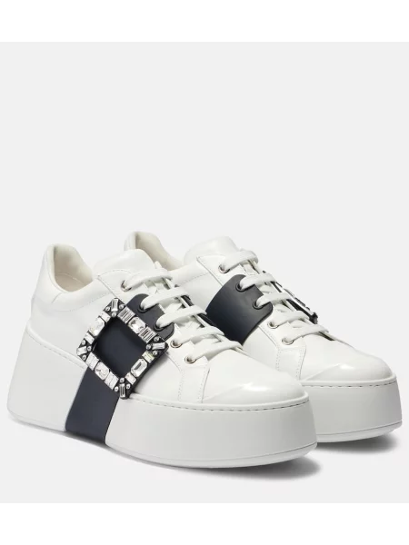 Sneakerși Roger Vivier din piele cu platformă alb